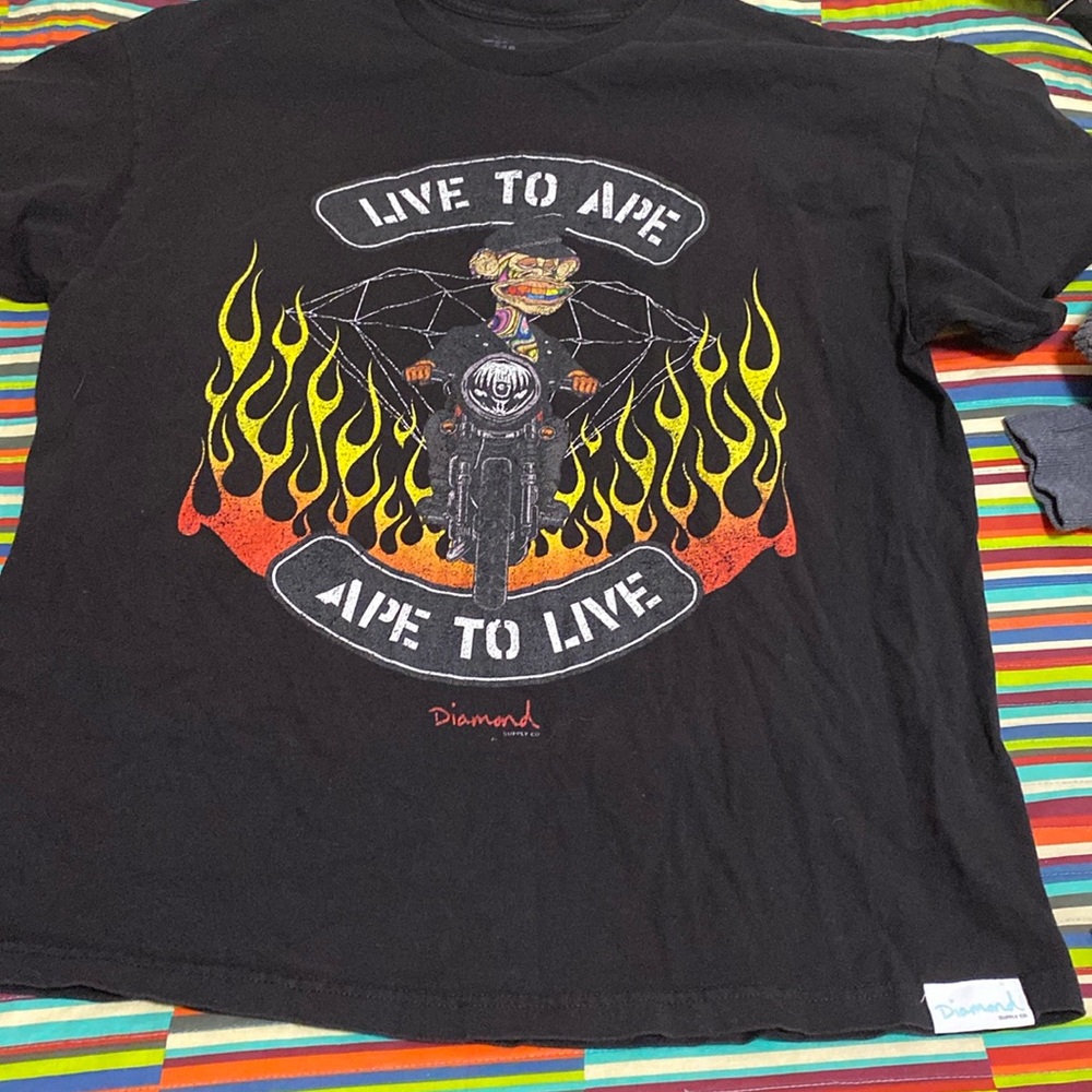 Diamond supply live to ape ape to live extra large Harley T-shirt, rare piece